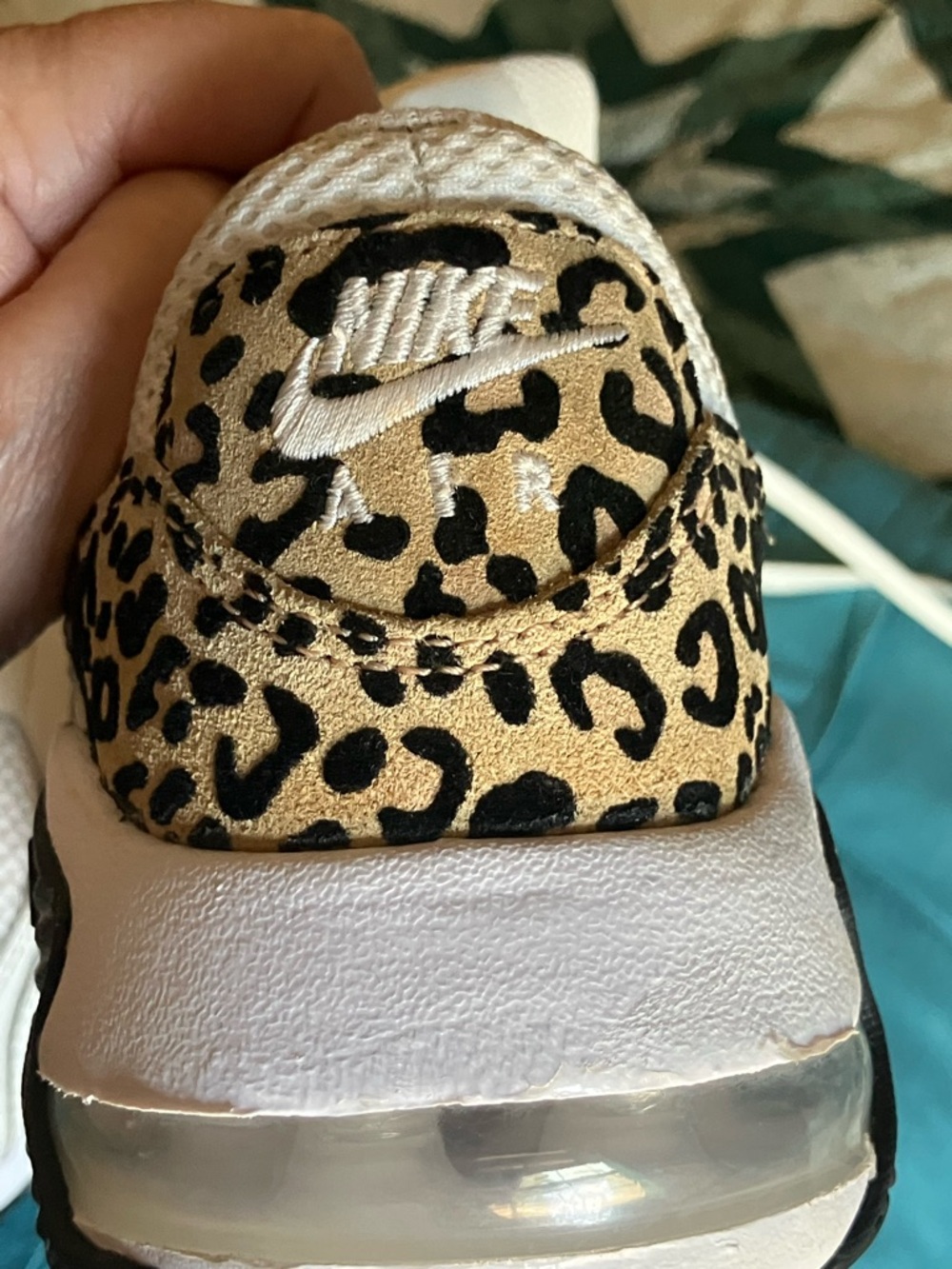 Nike White & Black Air Max Sneakers with Leopard Accent - Picture 9 of 16